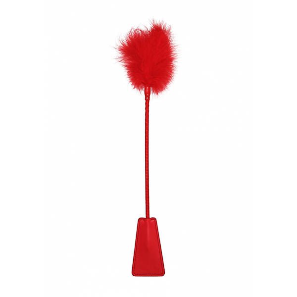 Ouch!, crop with feather, red, front view | Flirtybay.com.au
